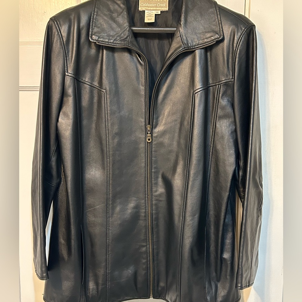 Ladies Black Leather Coat